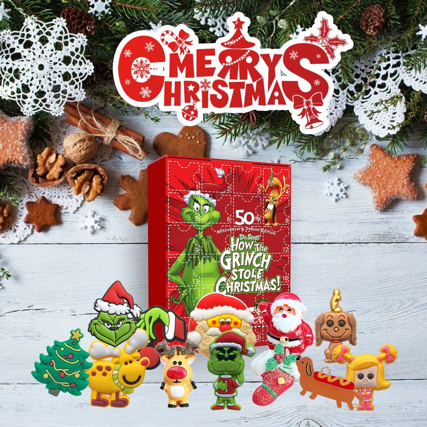 Dowmoo Green Fur Monster Grinch Advent calendar – 24 random pieces