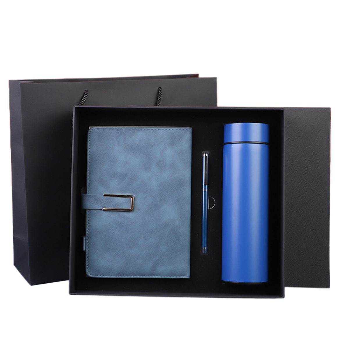 Thermos cup, notebook & a pen business gift set – Blue Edition