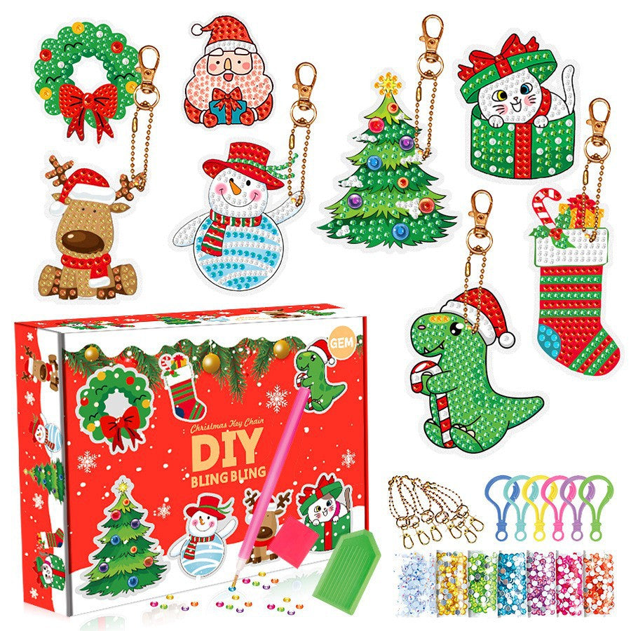 Diamond painting advent Christmas keychain pendant
