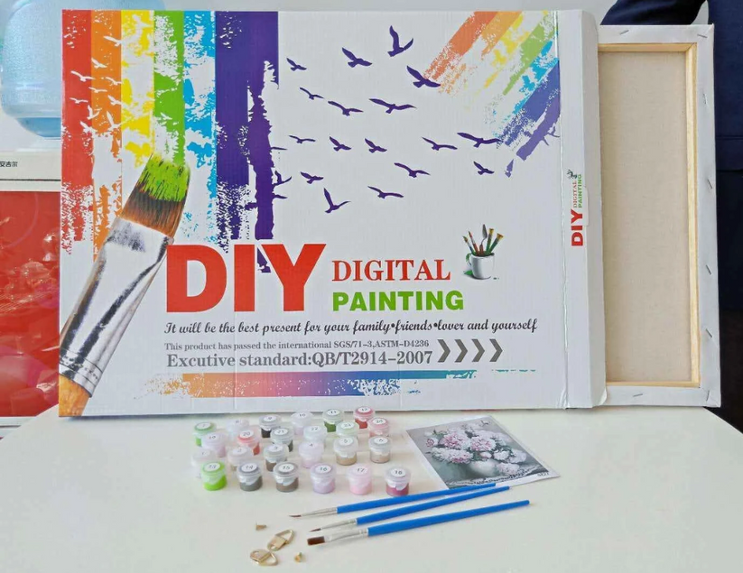 DIY acrylic painting set with brushes and paints