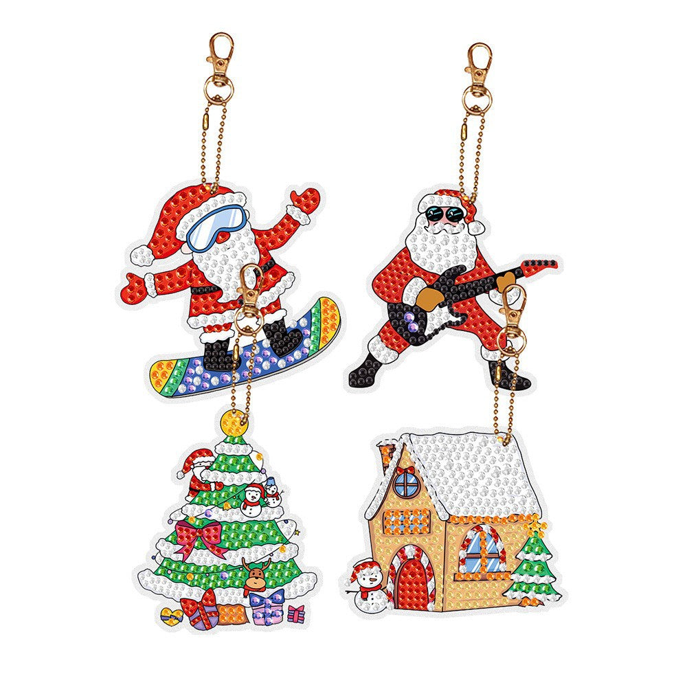 Diamond painting advent Christmas keychain pendant