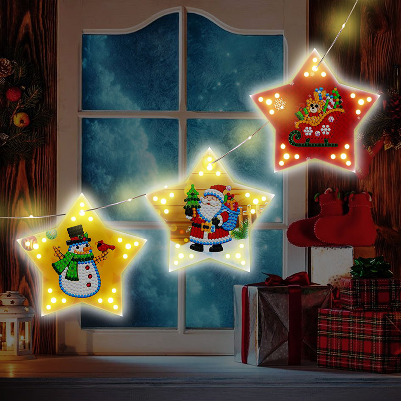 Fairy Lights Santa Sled - Diamond Dot art