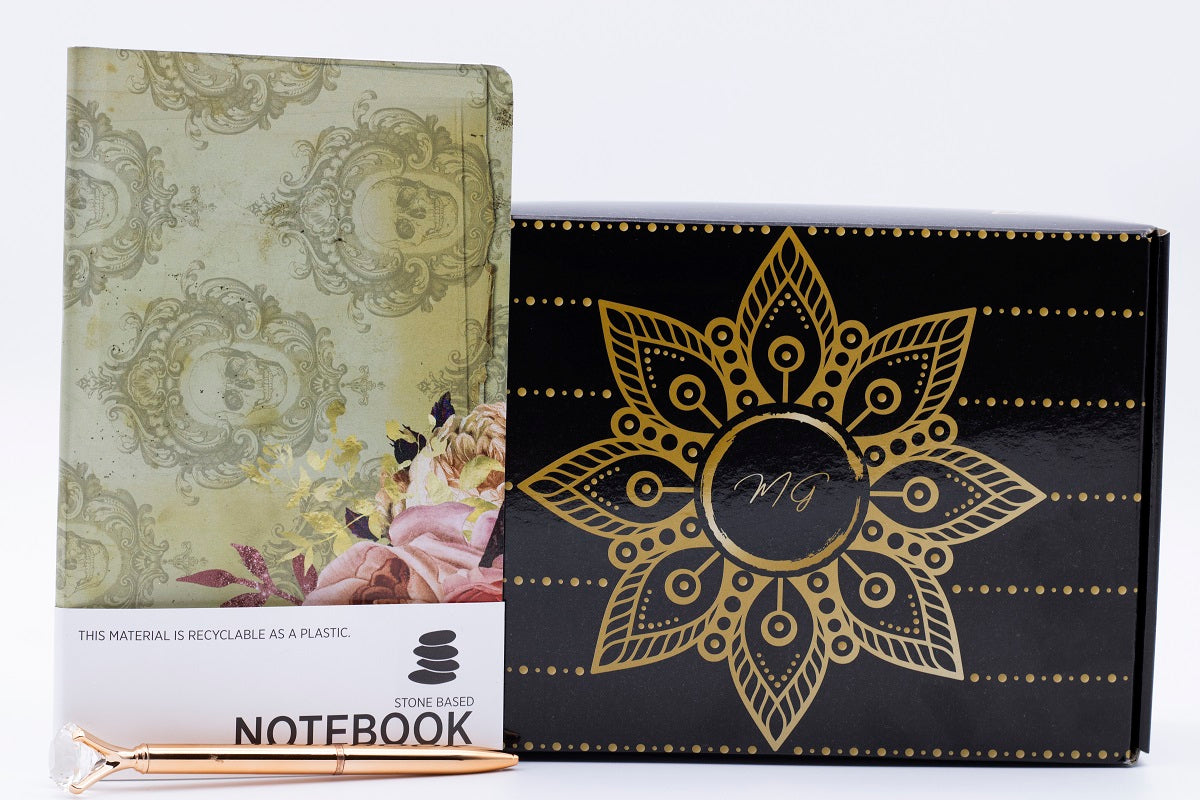 Skull and roses journal and pen giftset
