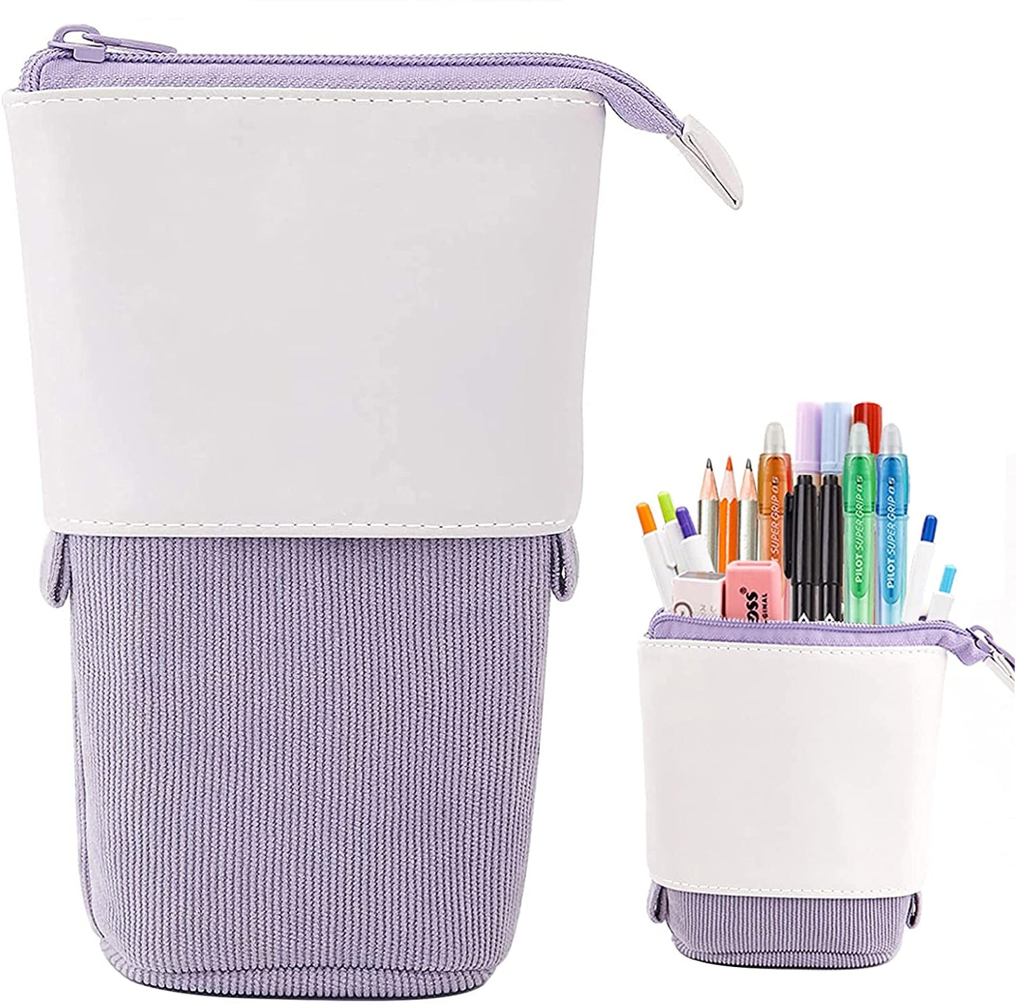 Pop up pencil case - Purple and white