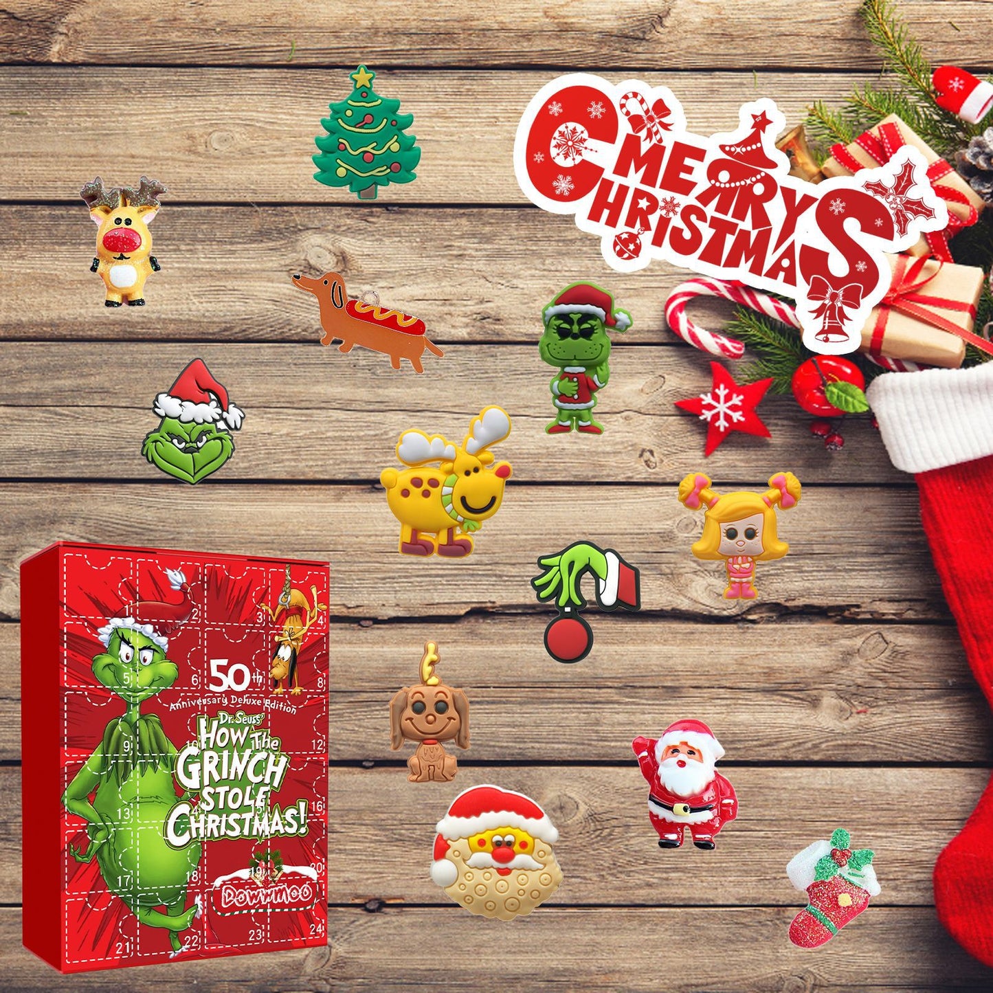 Dowmoo Green Fur Monster Grinch Advent calendar – 24 random pieces