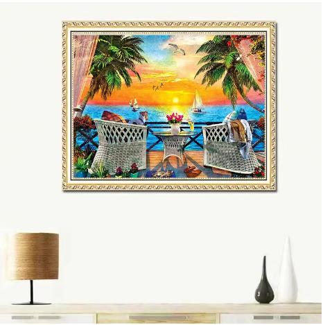 5D Tropical view diamond dot painting art 40 x 50