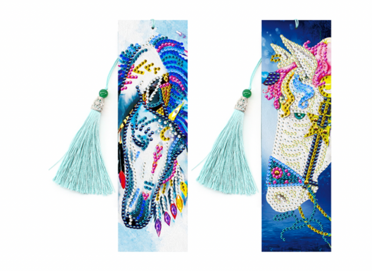 Leatherette Diamond dot bookmarks – set of 2 Horse Love