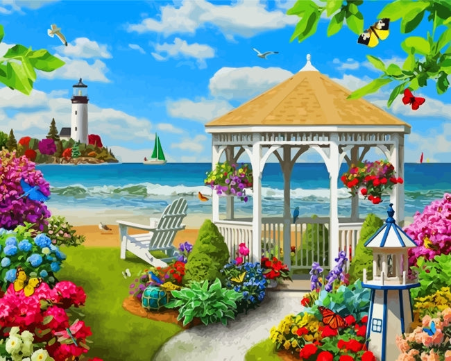 Sea view Garden diamond dot art 50 x 67