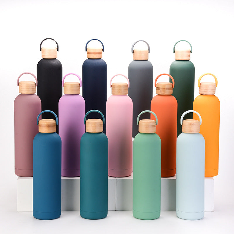 1L bamboo double wall water bottle-Blue