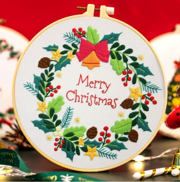 Merry Christmas handmade Embroidery