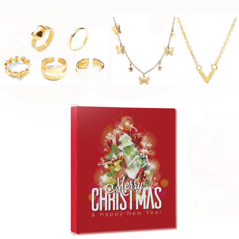 Christmas jewellery gift countdown advent calendar necklace, earrings & bracelet gift box