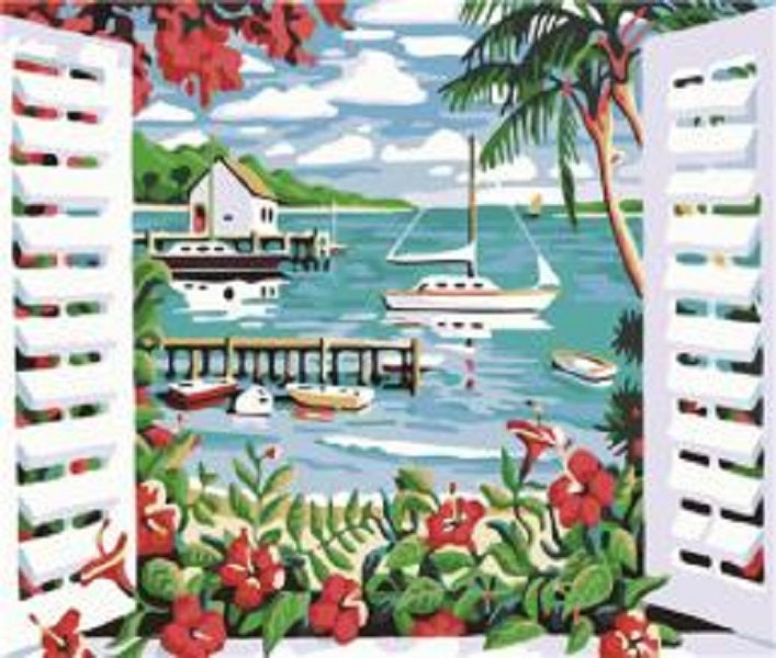 Lakeside view through the shutters