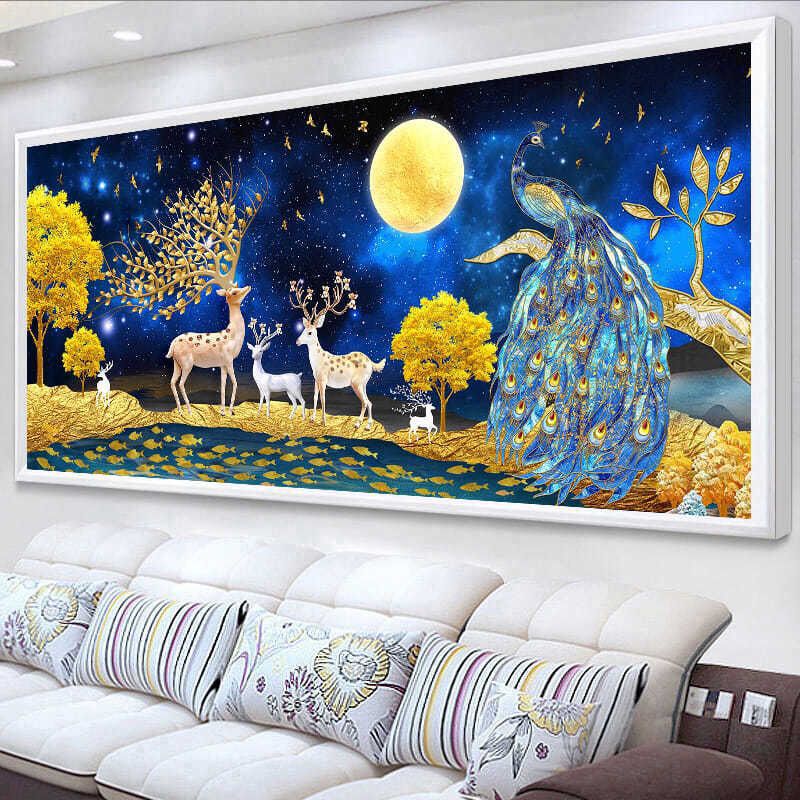 5d Diamond art painting -peacock rich Deer 70 x 180cm