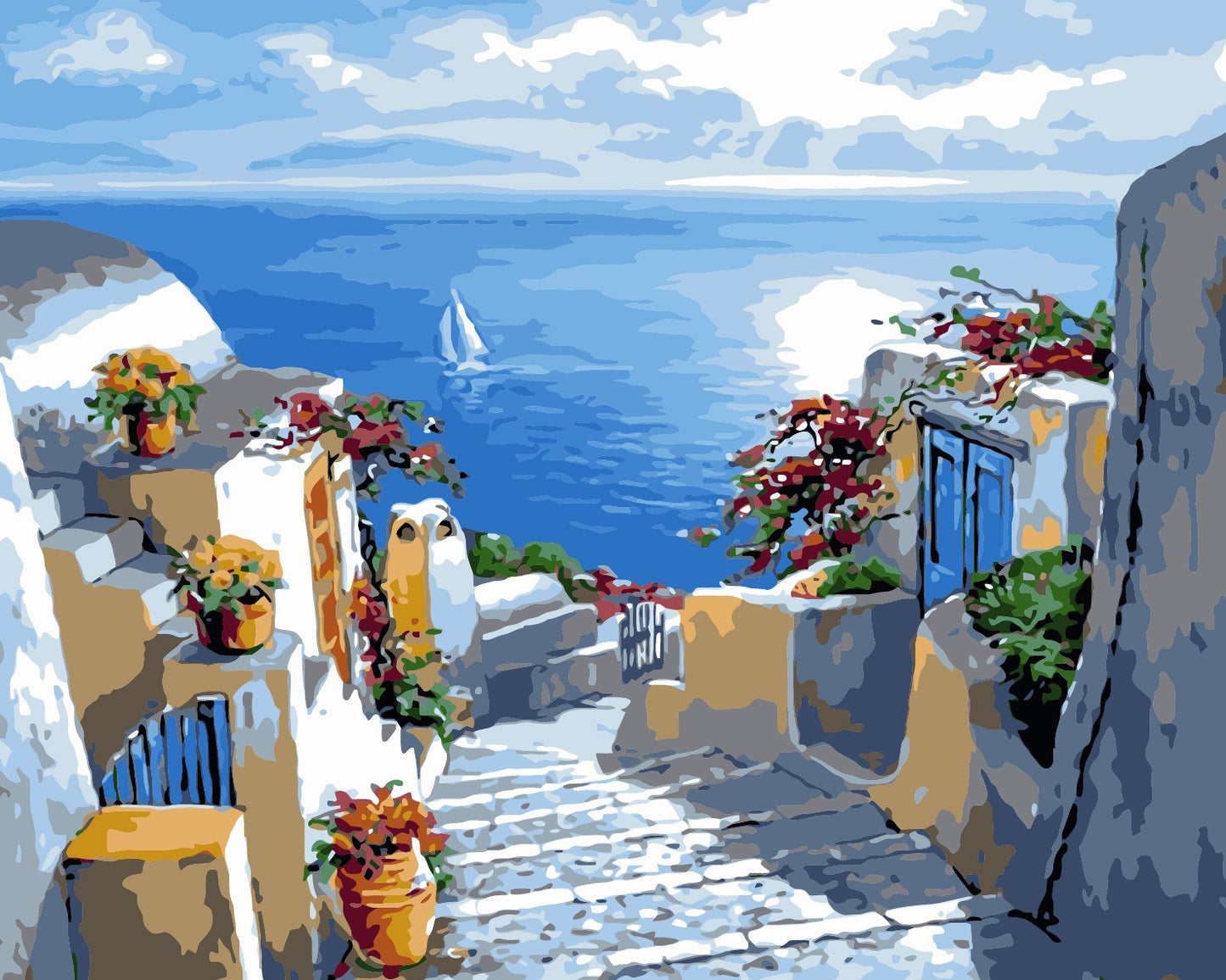 Paint By numbers for Adult - Stair way to the sea 40 X 50 framed canvas