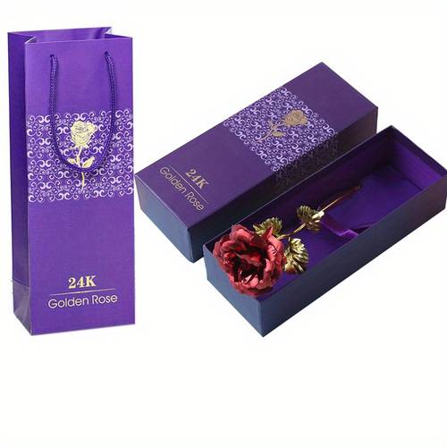 24K Gold Foil Rose – Purple