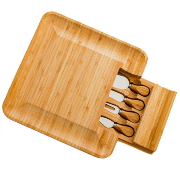 Multi purpose square bamboo cheese board