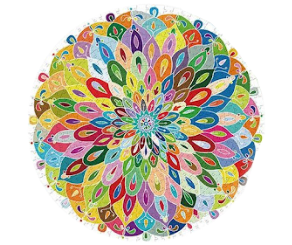 Magical Rainbow Feather shape 500 piece circular puzzle