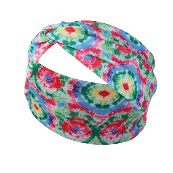 Green and Pink tie-dye headband