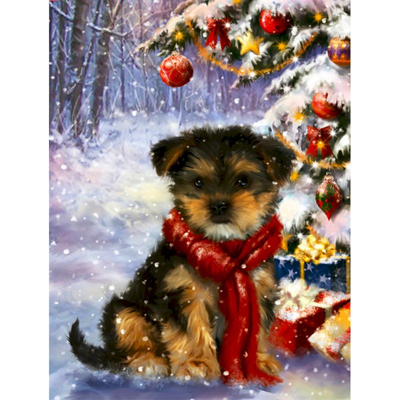 Paint By numbers for Adult Christmas dog in the snow