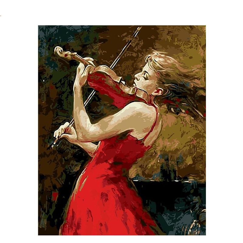 Paint By numbers for Adult - Red  Violin Lady