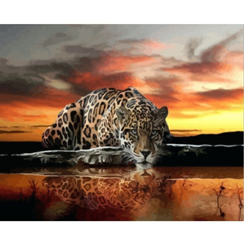 Paint By numbers for Adult - Leopard at sunset