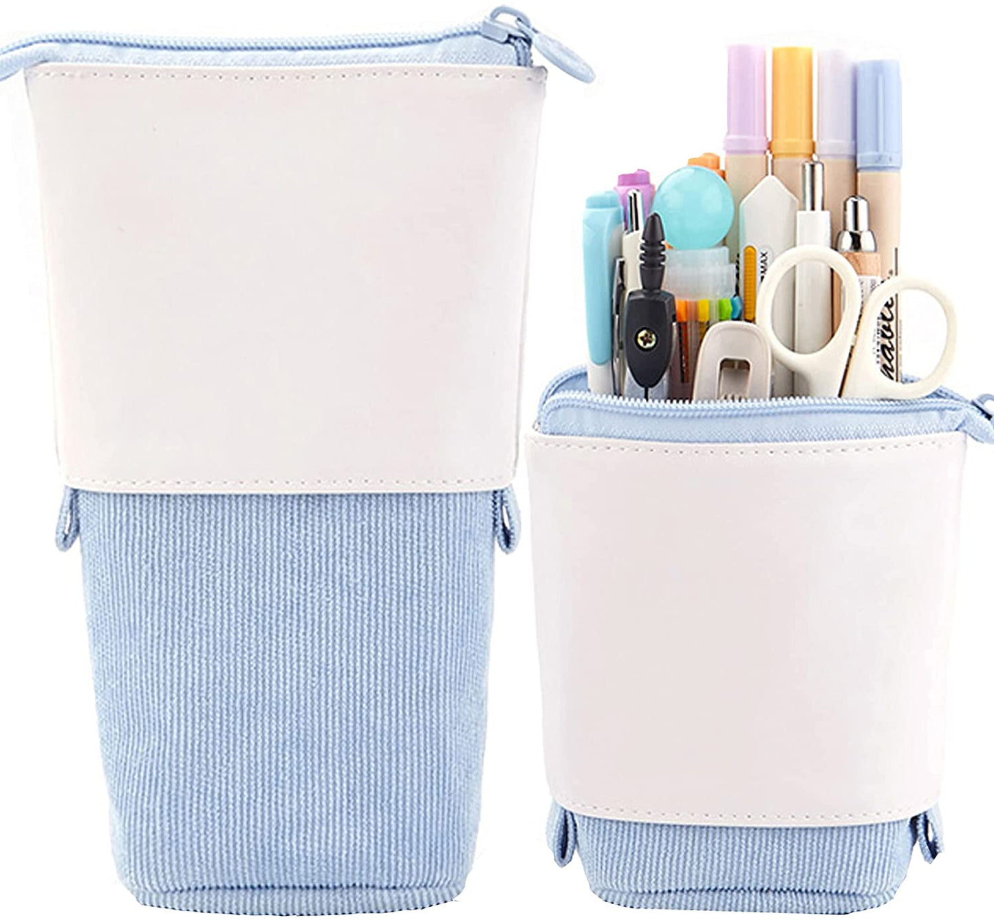 Pop up pencil case - Blue and white