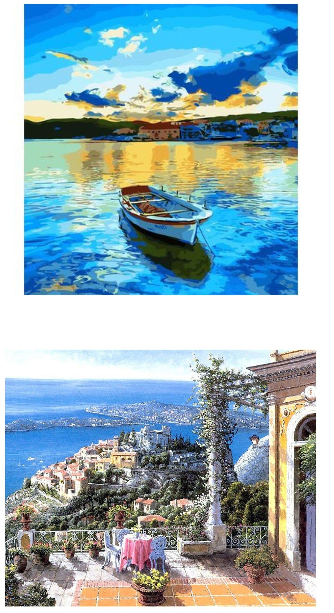 Set of 2 Paint By numbers - Seaside Town & Coastal Views