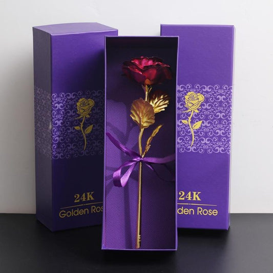 24K Gold Foil Rose – Purple