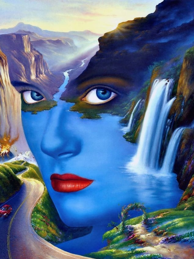 Diamond art Waterfall Lady 40 x 60 SQUARE DRILL