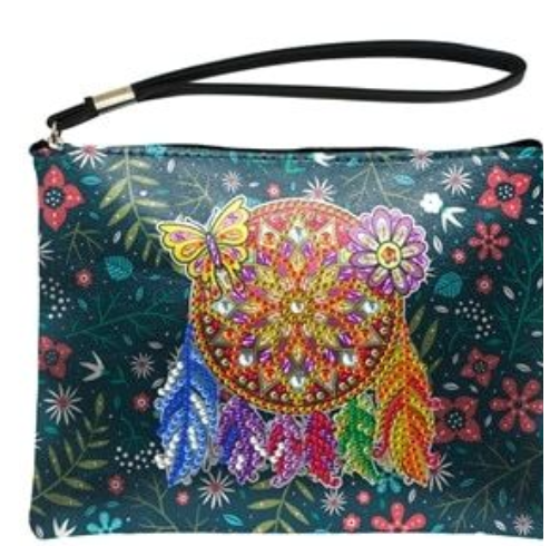 Feather Flower Clutch Bag DIY Diamond Dot Art