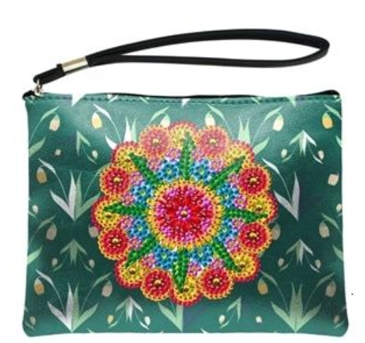 Green Flower Clutch Bag DIY Diamond Dot Art