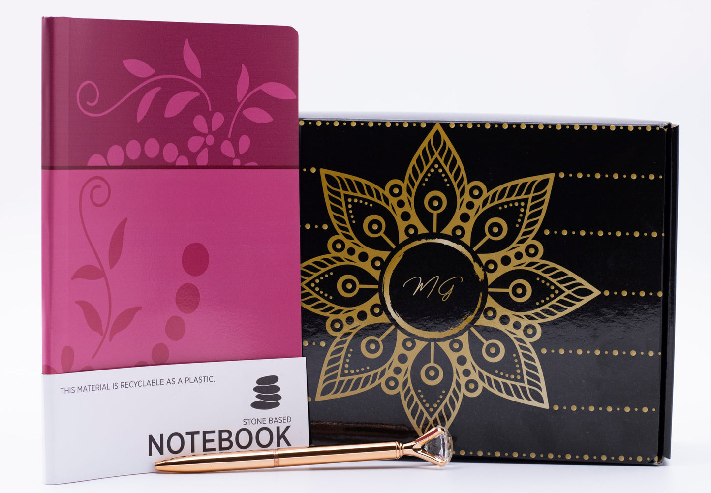 Pink Flower journal and pen giftset