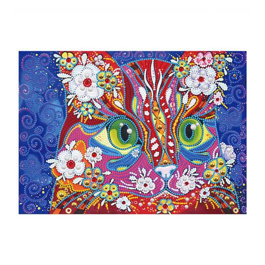 5D diamond painting diy cat with flowers