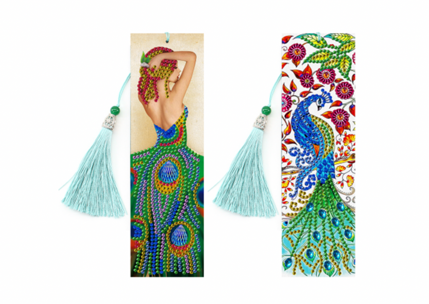 Peacock Lady Diamond dot bookmarks - set of 2