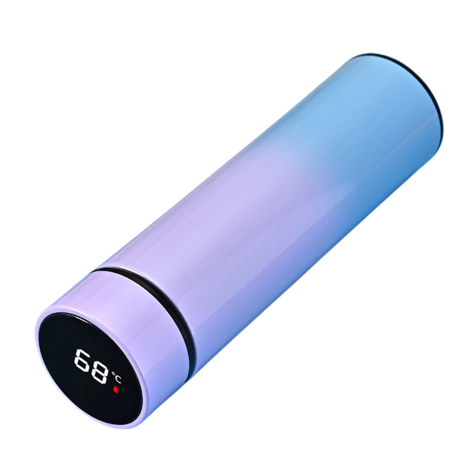 Temperature measuring colourful Thermos-Purple and Blue