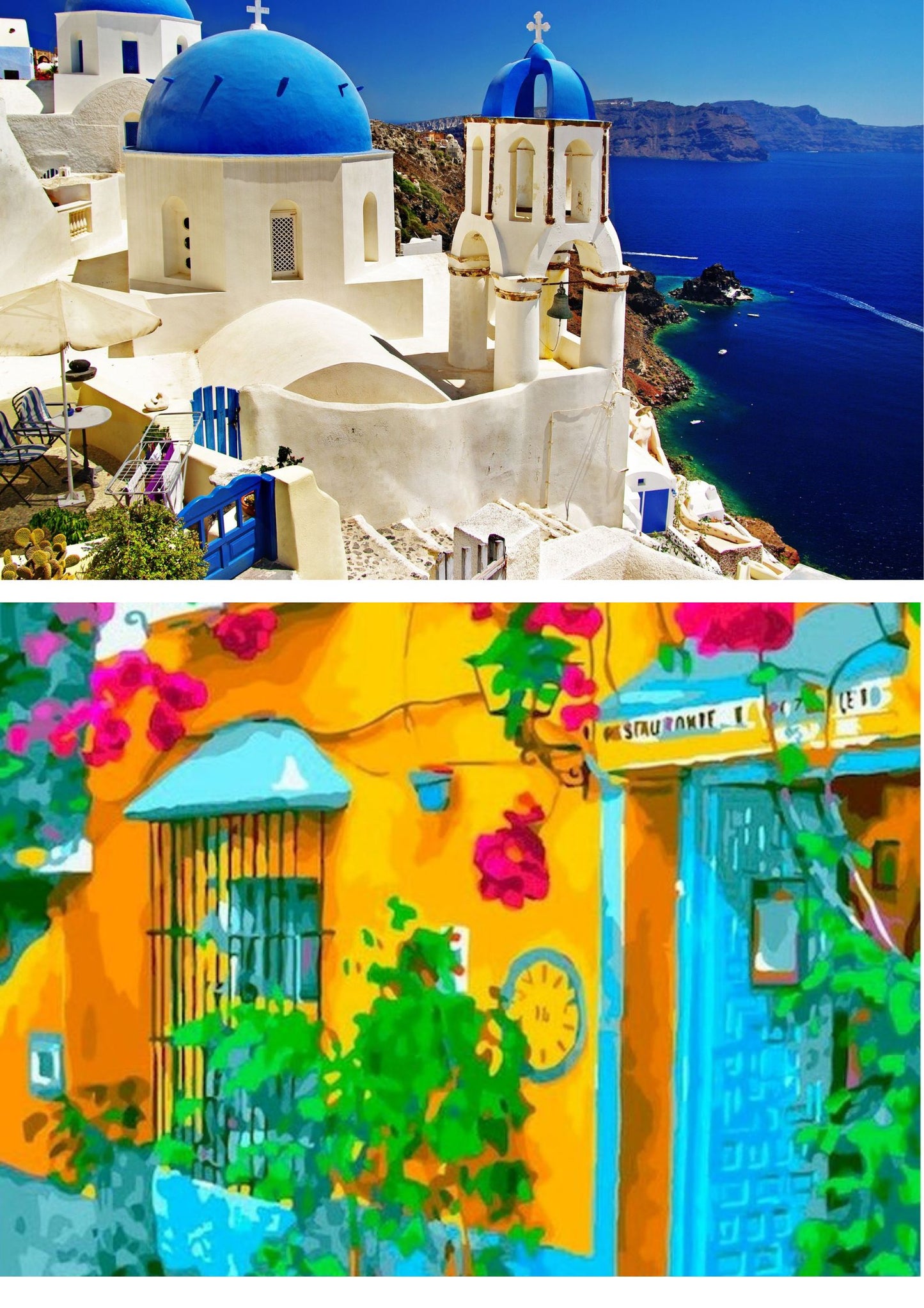 Set of 2 Paint By numbers - Santorini View & Summer Wonders