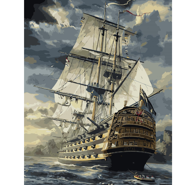 Adult Paint by numbers - Ship Framed canvas 50 x 40 (Copy)