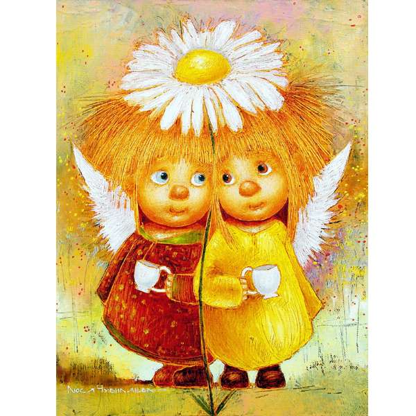 Paint by Number Daisy Angels - framed canvas 50 x 40