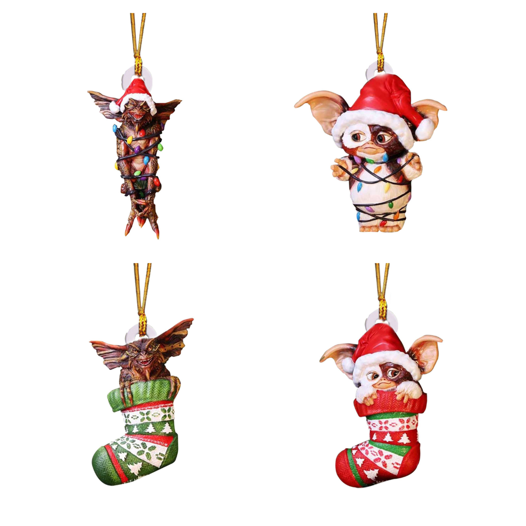 Gremlins Christmas Santa Hanging Decoration-set of 4