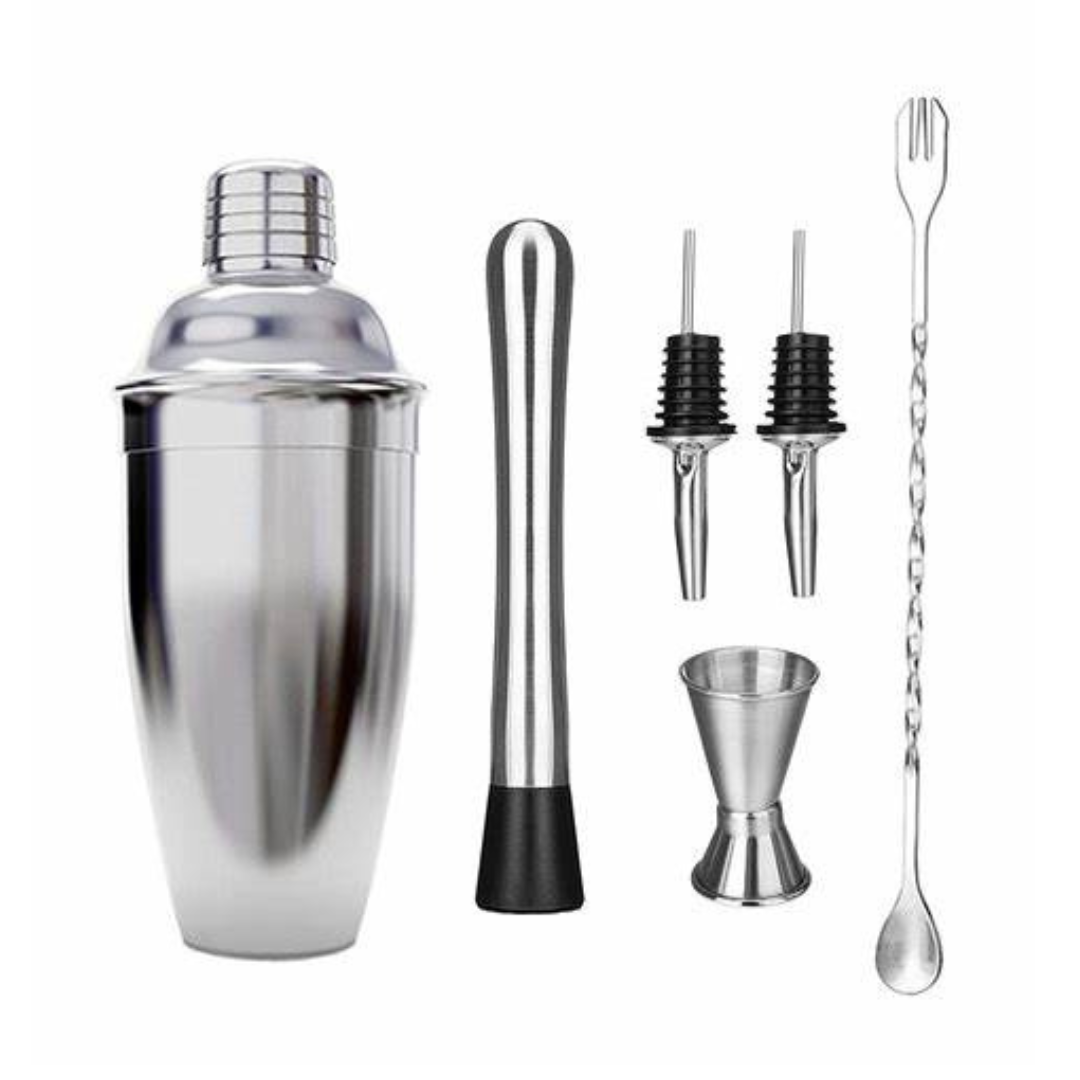 6pcs Cocktail Set Shaker Mixer Stainless Steel Drink Making Tool Kit for Home Bar Use