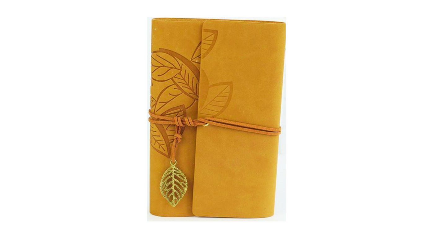 Leather hand ledger leaves retro A5 notebook