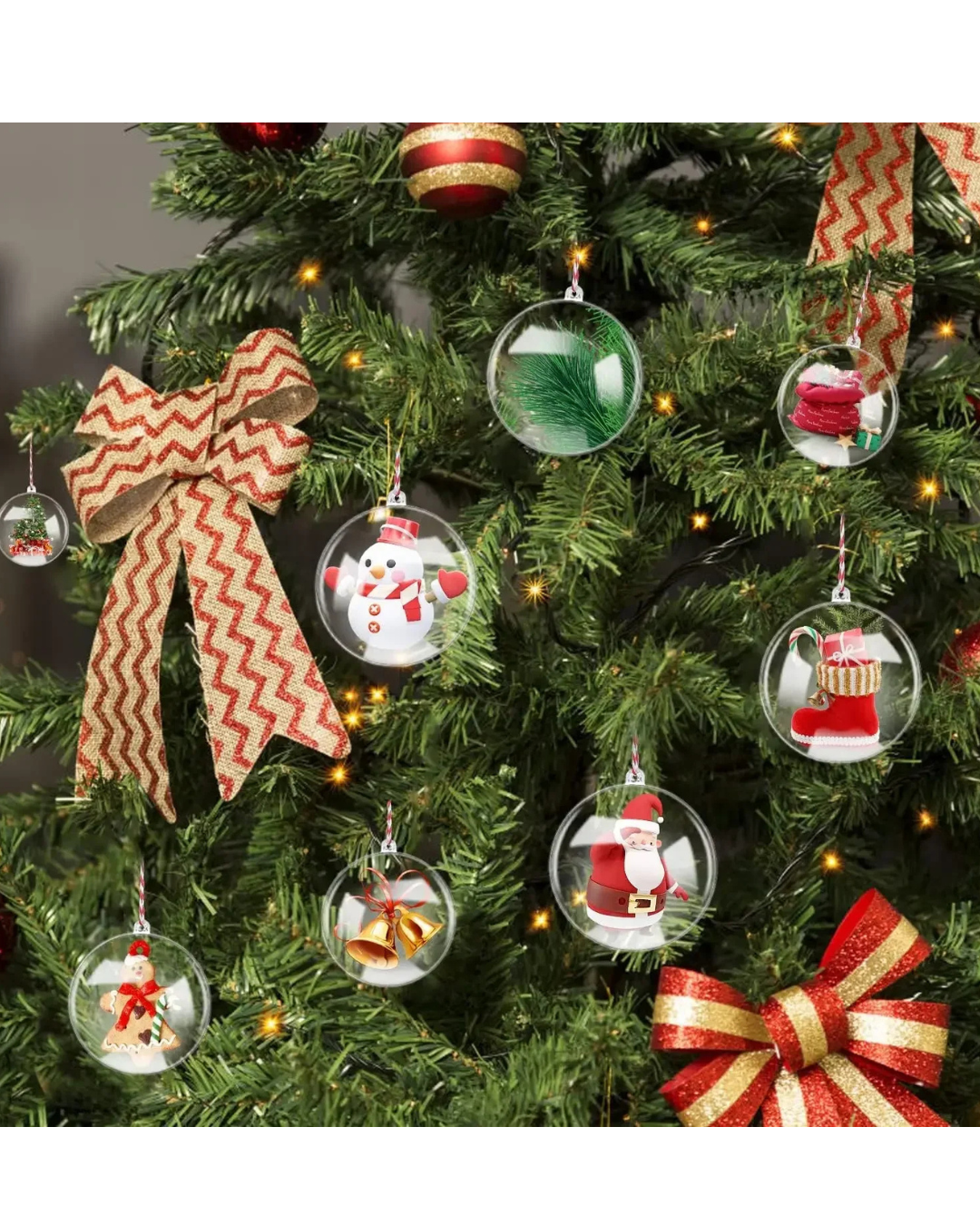 Clear Acrylic Christmas Bauble Set of 5