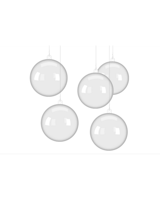 Clear Acrylic Christmas Bauble Set of 5
