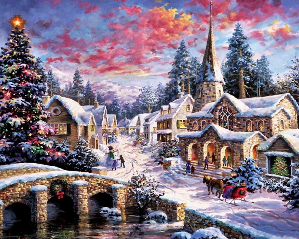 Christimas Snow 40 x 50 cm Diamond dot painting