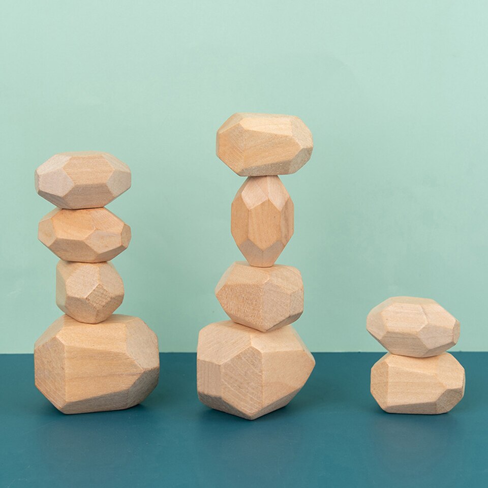 Balancing Stones from Natural wood - set of 10