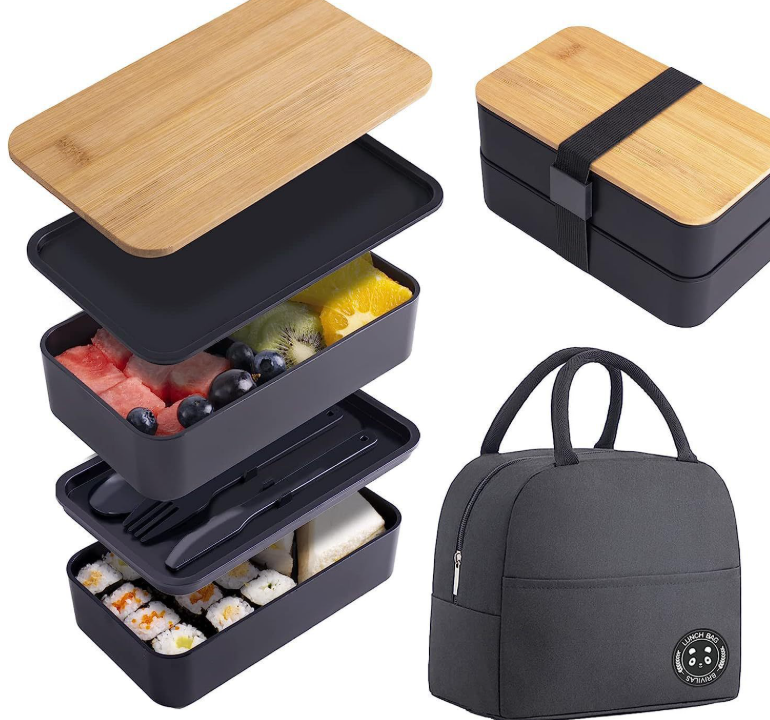 Bamboo Bento Lunch box with insulated carry bag