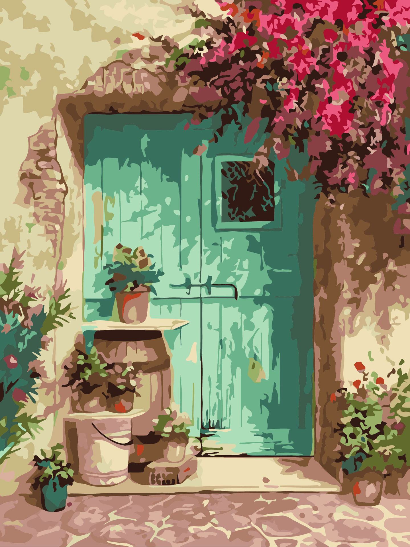 Adult Paint by numbers - Flower door Framed canvas 50 x 40