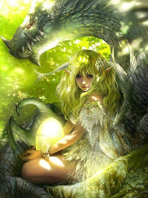 The Enchanted Lady and the Forest Dragon – Paint By Numbers 40 x 50 Framed Canvas