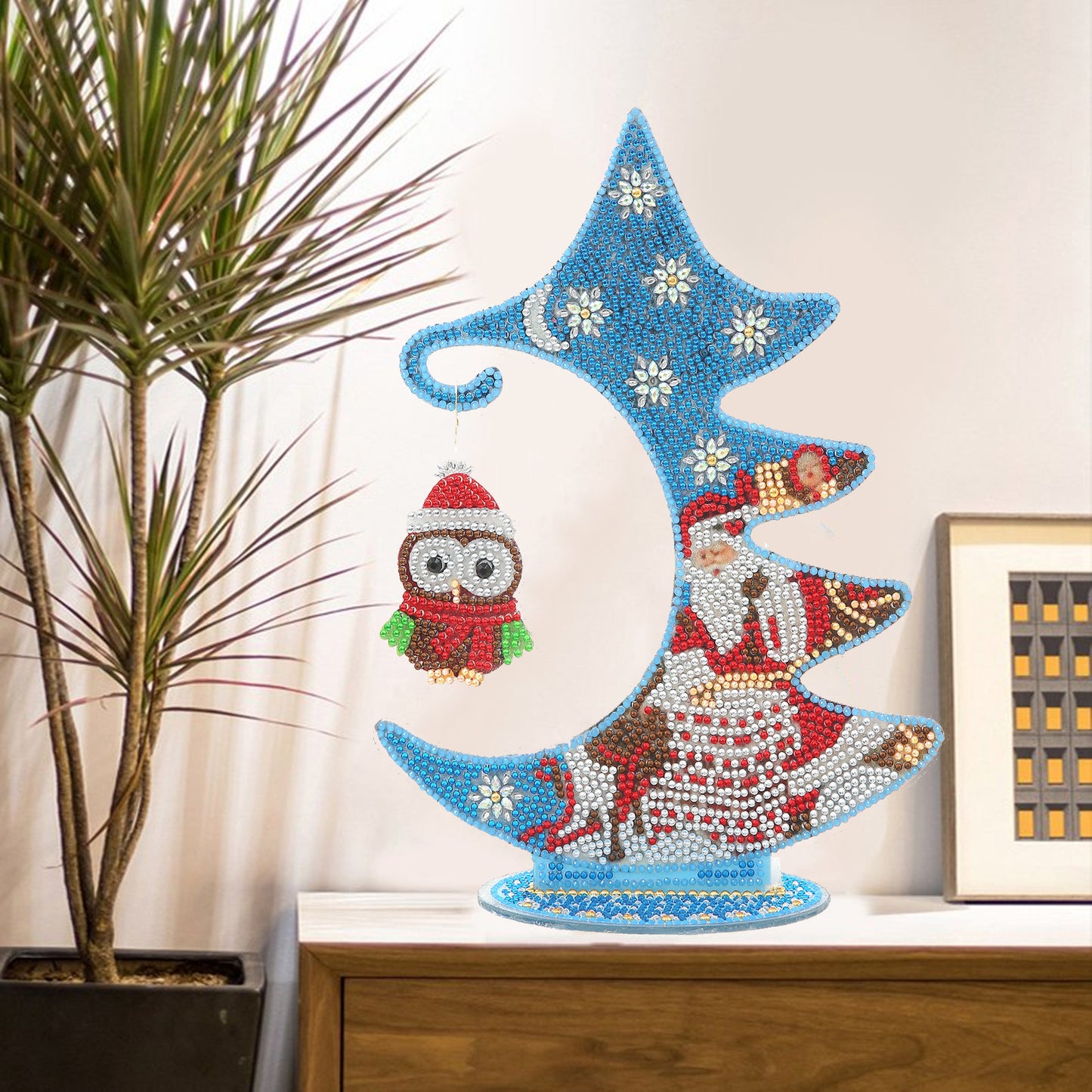 Hanging Owl Pendant on DIY Diamond Dot Tree – 5D Acrylic Diamond Painting