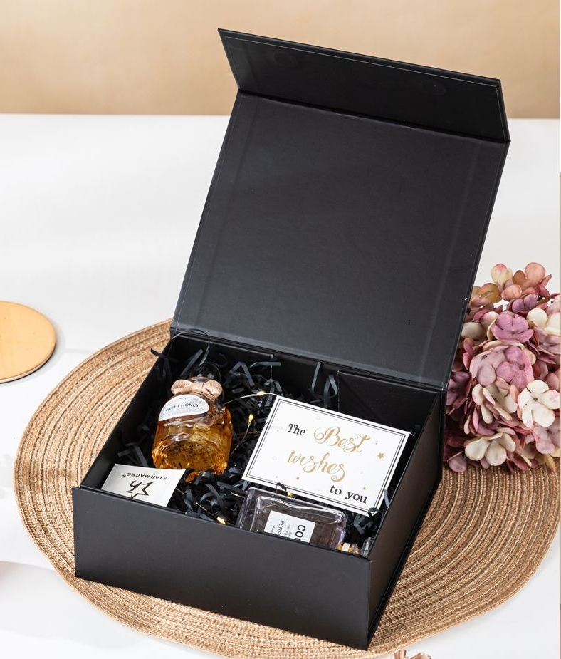 Black foldable gift box a with Magnetic Flip Cover